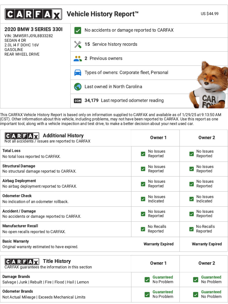 Carfax Vehicle History Report Pdf Vehicles Motor Vehicle