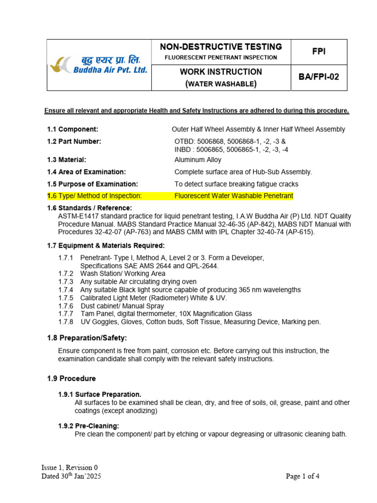 Fluorescent Penetrant Inspection Guide | PDF | Nondestructive Testing ...