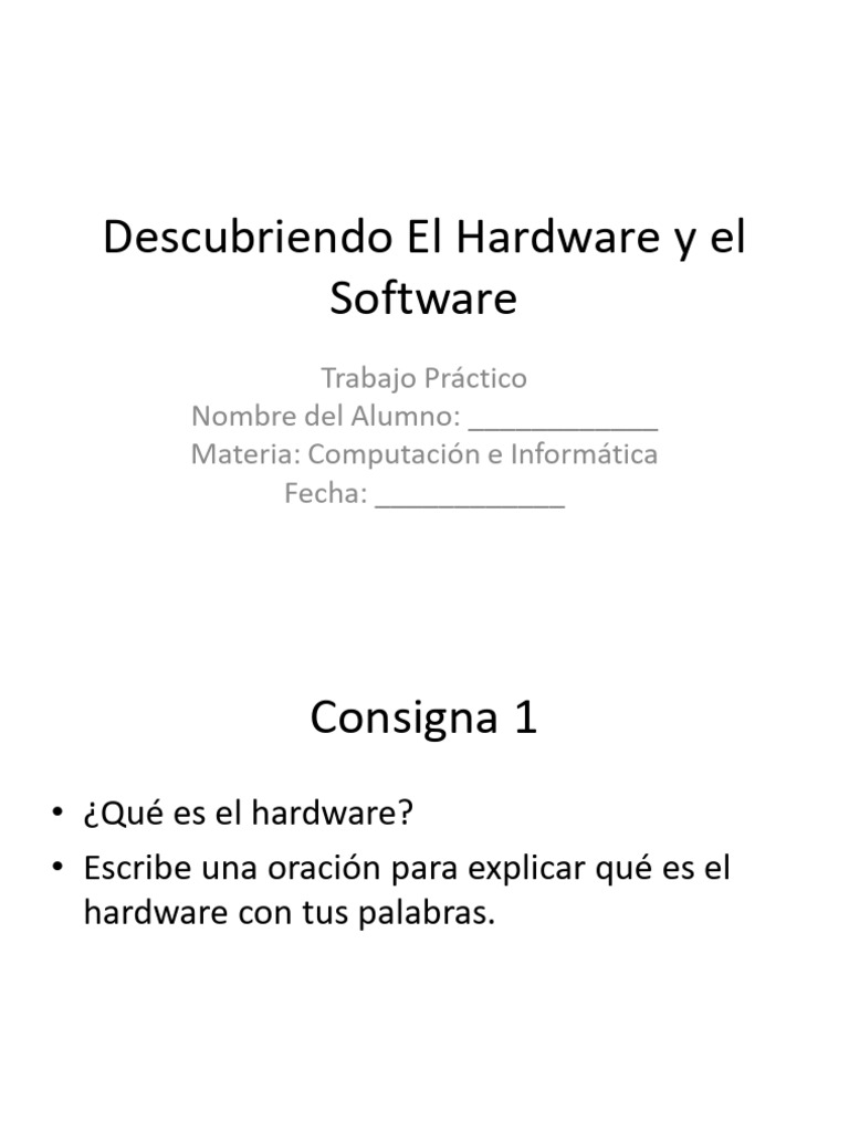 Trabajo Practico Hardware Software 4to Primaria (1) Pasar | PDF