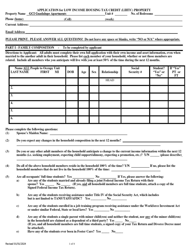 LIHTC Low Income Housing Application | PDF | Domestic Violence | Violence