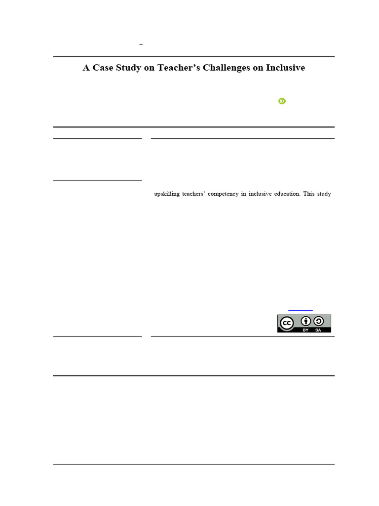 A Case Study On Teachers Challenges On Inclusive | PDF | Inclusion ...