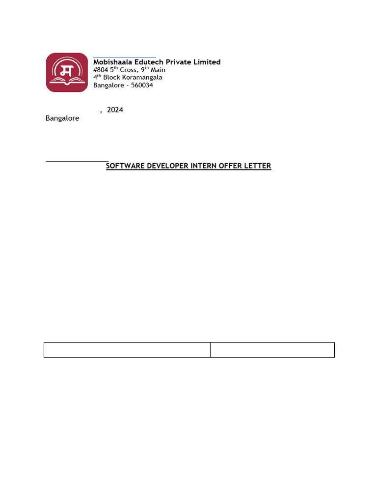 Chintha Kesava Software Developer Intern Offer Letter | PDF | Non ...