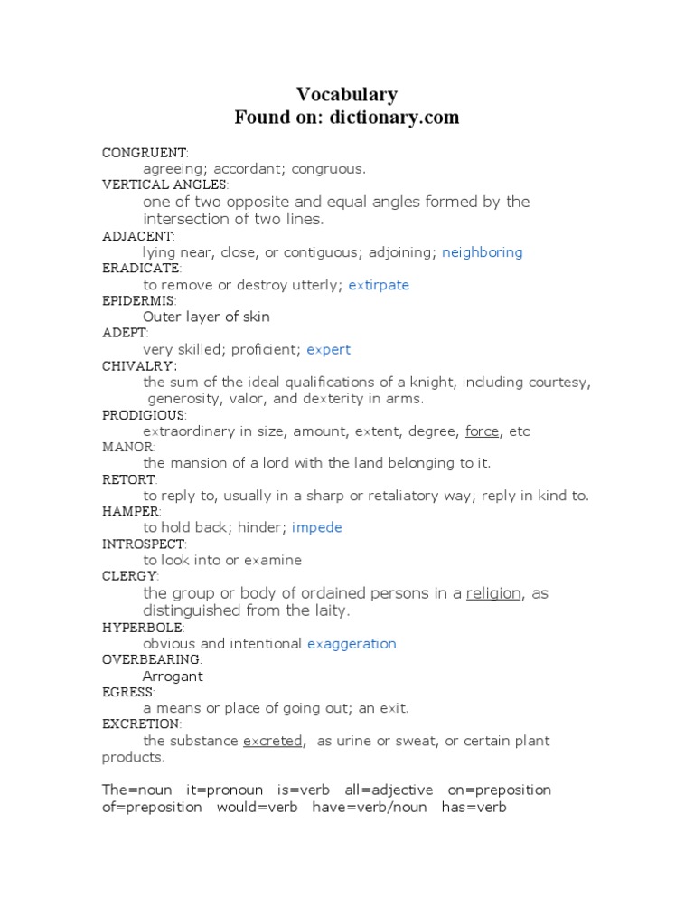 Vocabulary | PDF