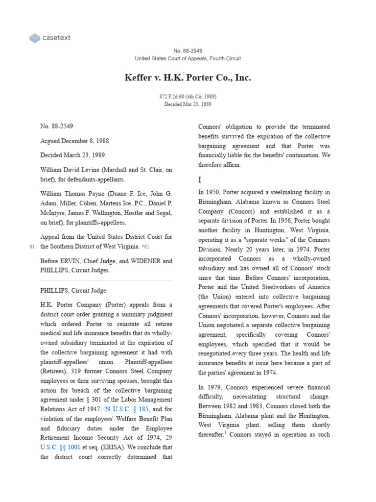 Keffer v. H.K. Porter Co., Inc | PDF | Piercing The Corporate Veil ...