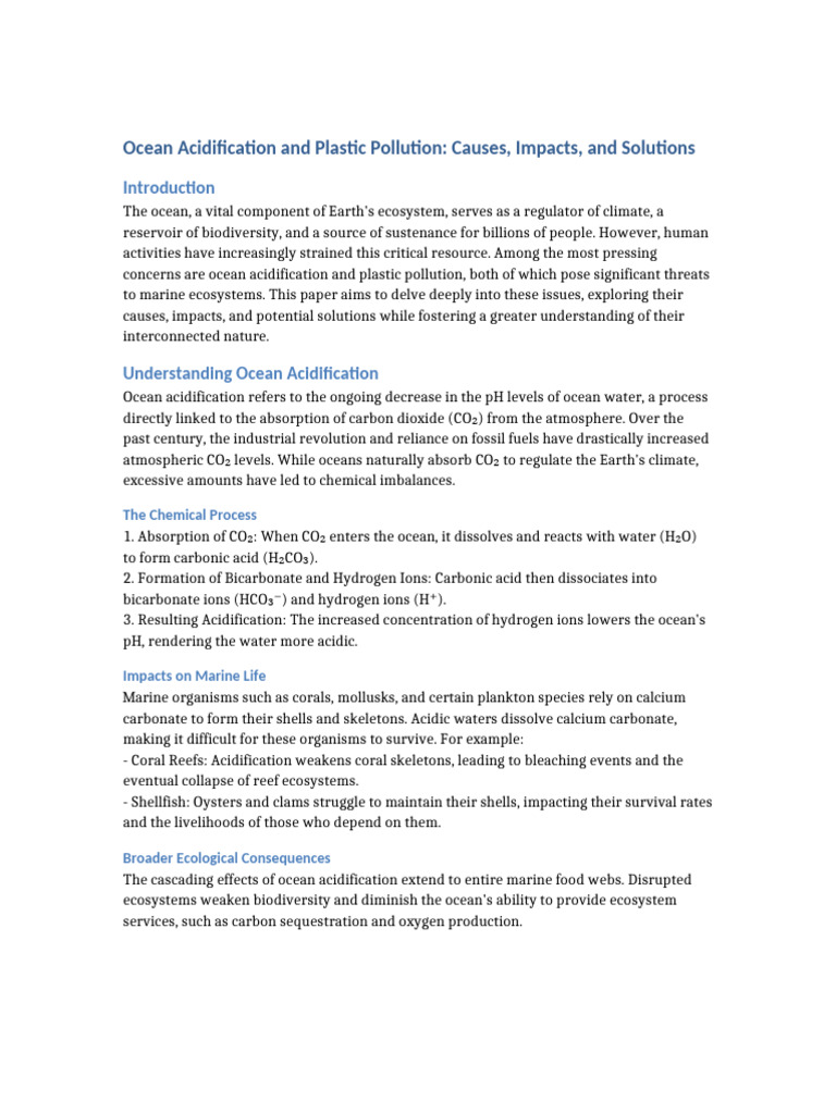 Ocean Acidification & Plastic Pollution Solutions | PDF | Ocean ...