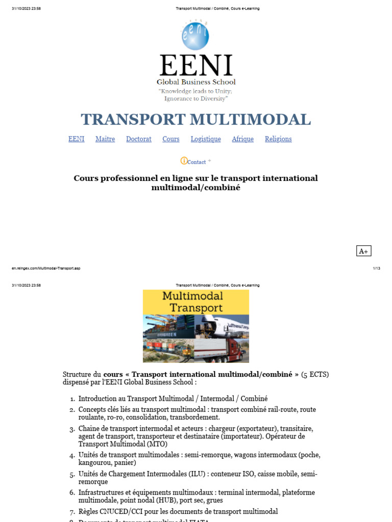 Cours sur le Transport Multimodal | PDF | Transport intermodal | Transport