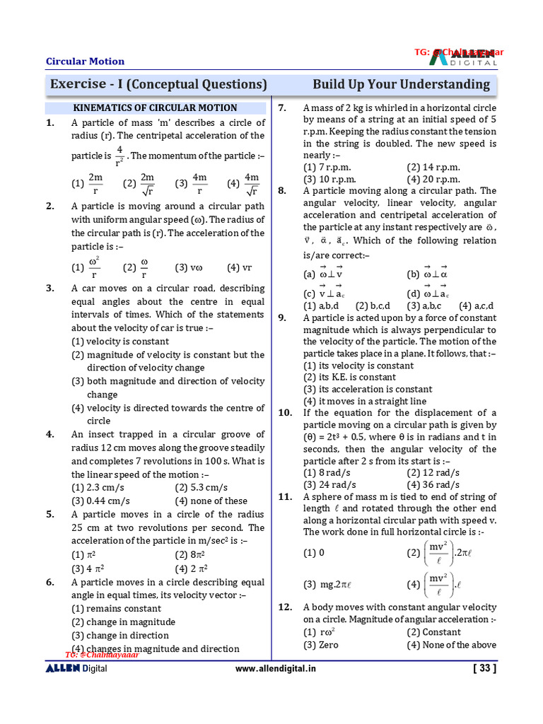 Circular Motion Pdf Acceleration Velocity
