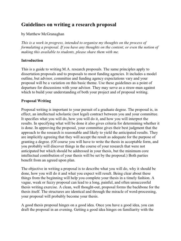 Guidelines On Writing A Research Proposal | PDF
