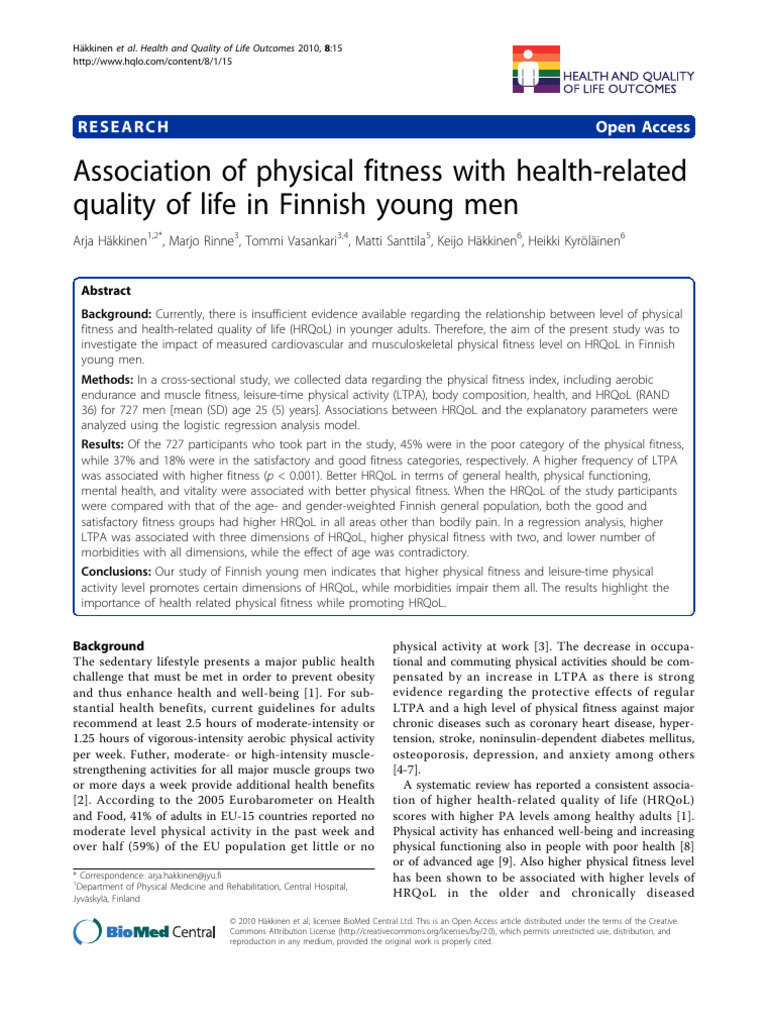 Association of Physical Fitness With Health-Related Quality of Life in ...