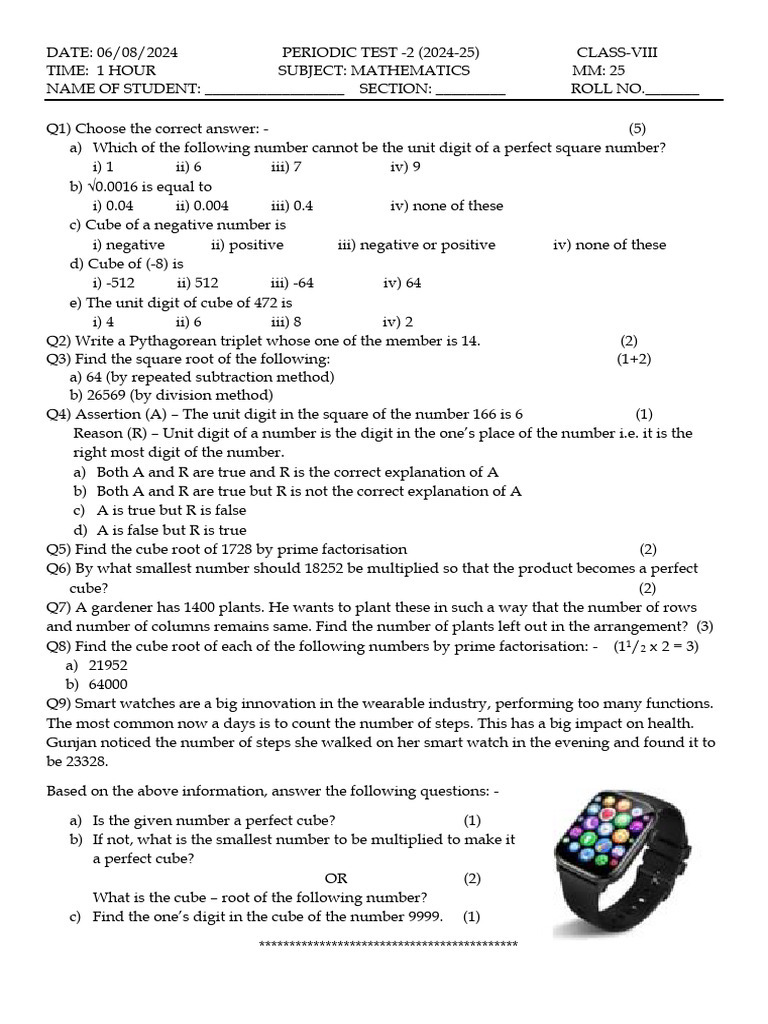 Class 8-Mathematics-PT2 2024-25 (Farheen) | PDF | Numbers | Elementary ...