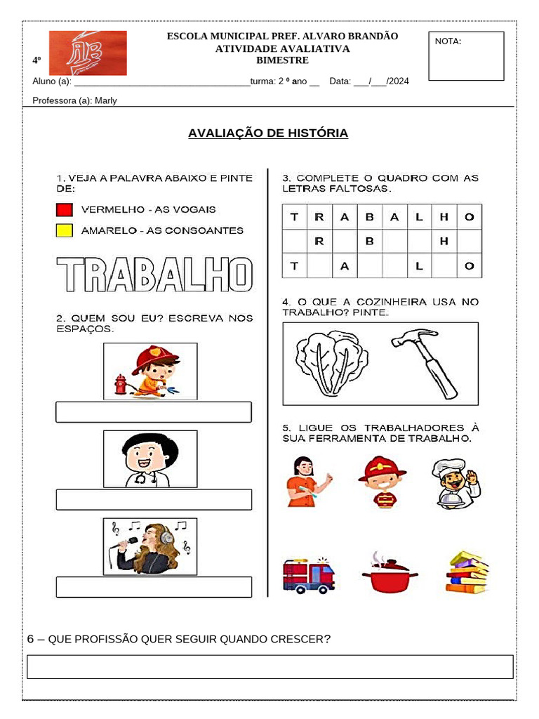 Avaliação de História 2º Ano 2024 | PDF