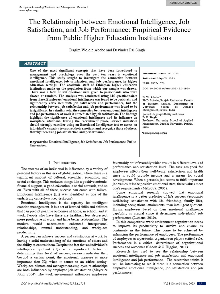 Emotional Intelligence and Job Performance Insights | PDF | Emotional ...