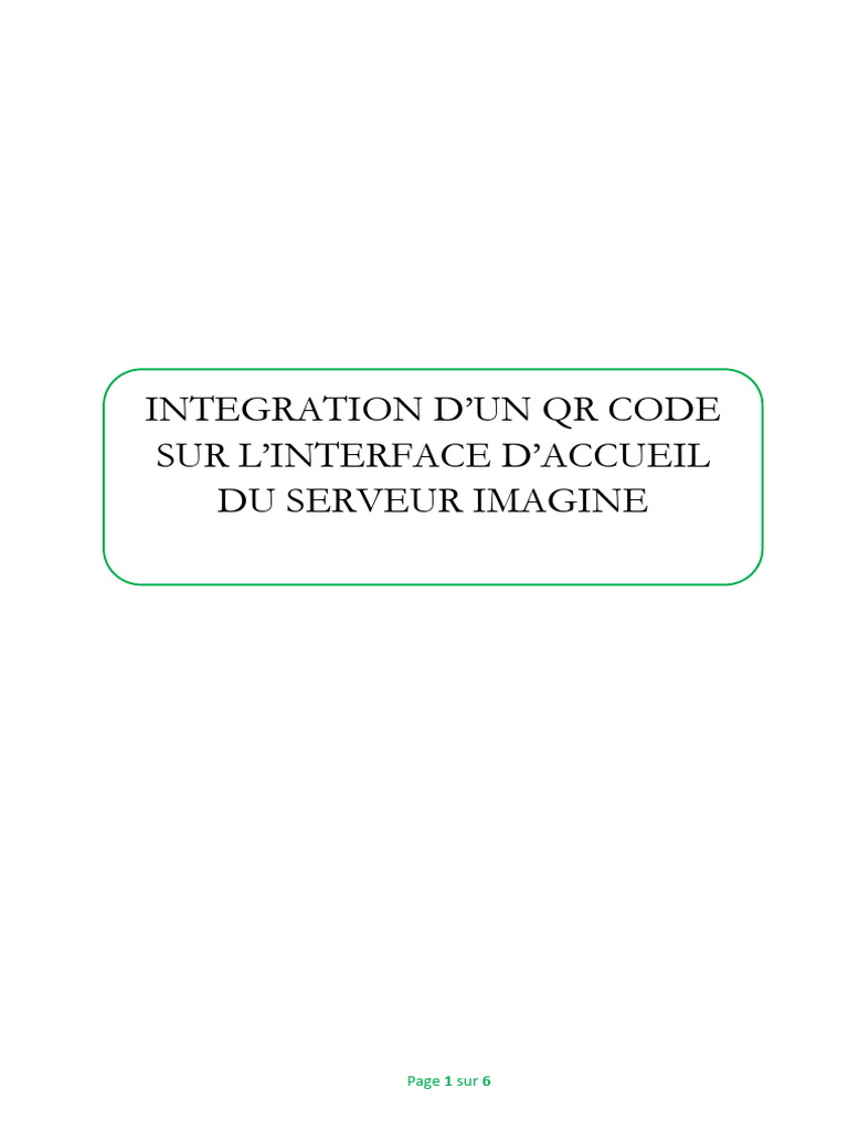 Intégration d'un QR Code sur Serveur Imagine | PDF
