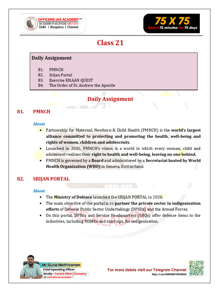 75 X 75 - Class - 21 - Daily Assignment | PDF