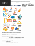 Fichas de Los Utiles Escolares en Ingles Gratis | PDF