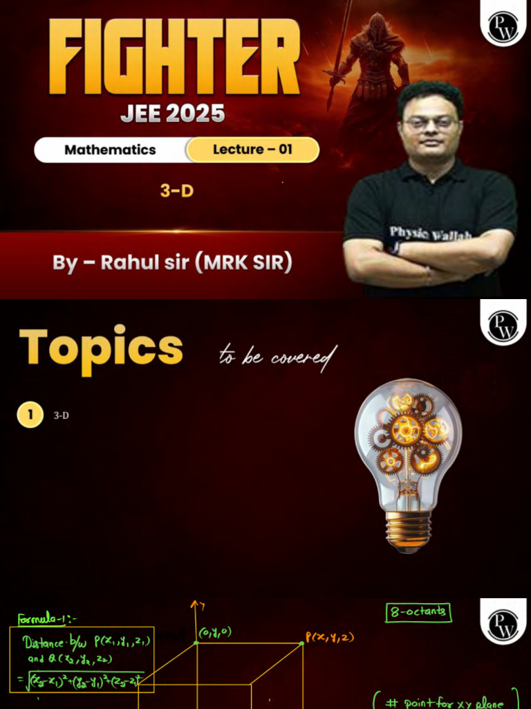 3-D 01 Class Notes Fighter JEE 2025 | PDF