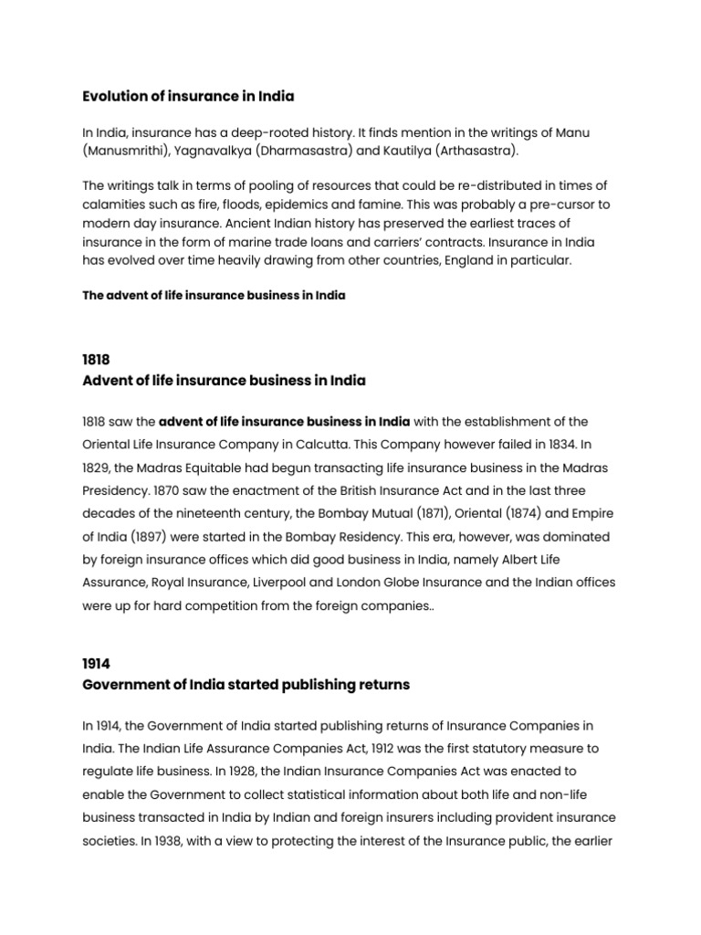 Evolution of Insurance in India | PDF | Economies | Insurance