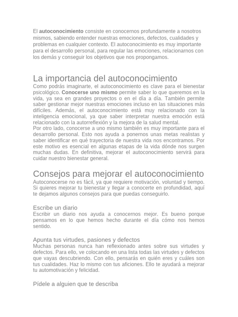 El Autoconocimiento | PDF