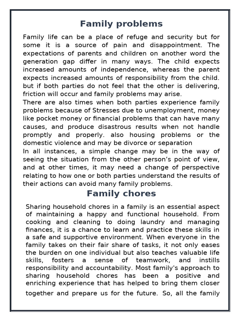 Navigating Family Dynamics | PDF | Family | Housekeeping