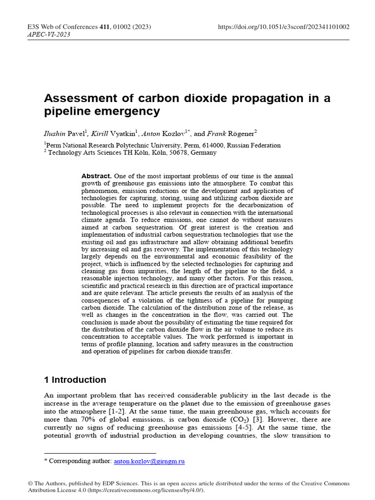 CO2 Pipeline Emergency Assessment | PDF | Carbon Sequestration ...