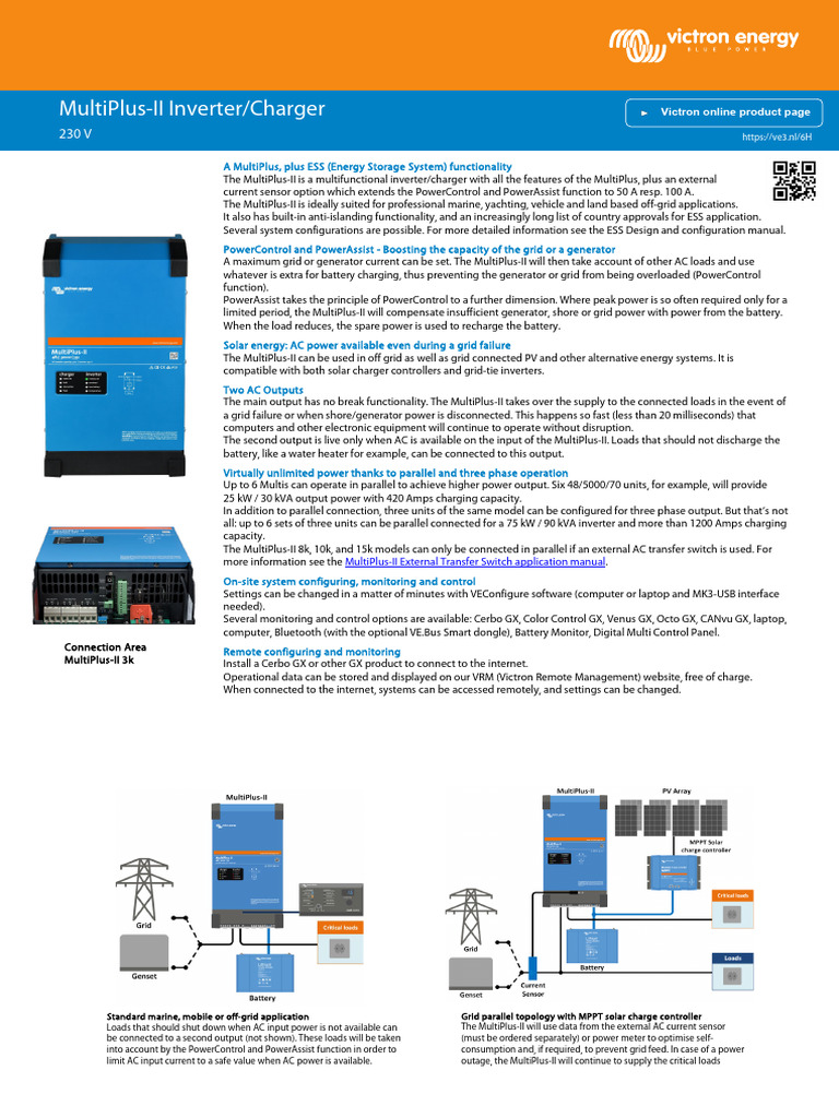 MultiPlus-II Inverter/Charger Overview | PDF | Battery Charger ...