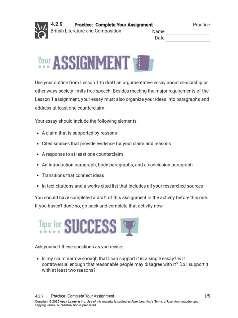 4.2.9 Practice - Complete Your Assignment (Practice) | PDF | Essays ...