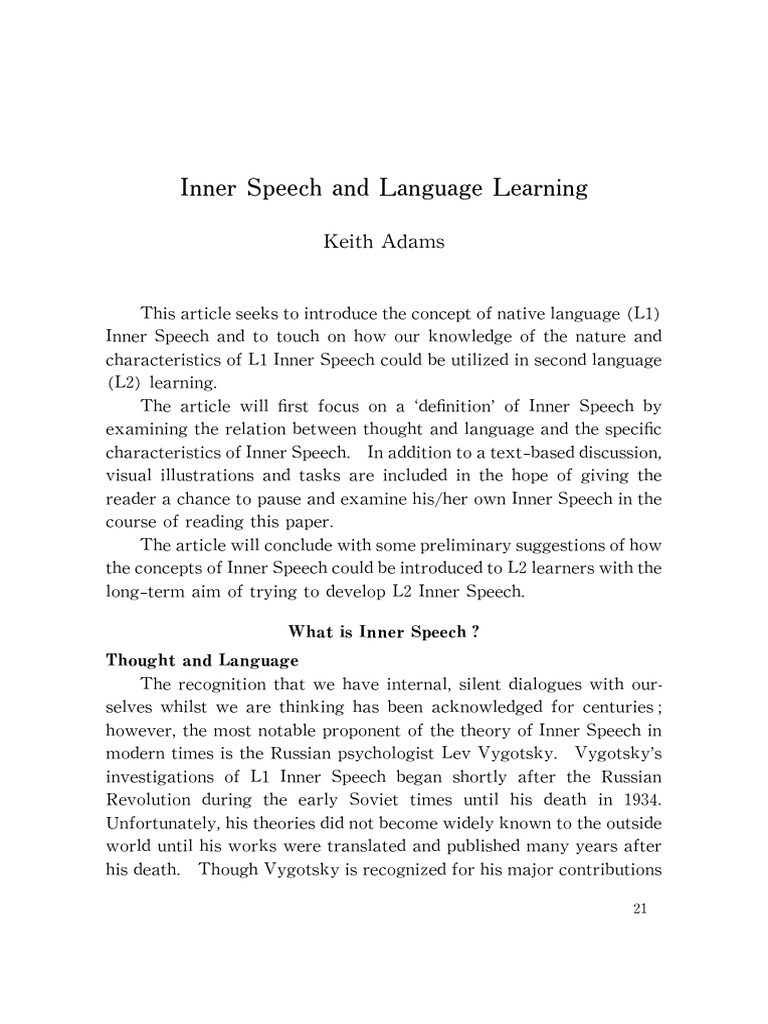 Inner Speech and English Learning | PDF
