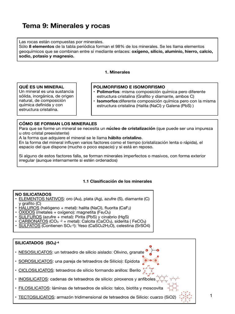 Minerales y Rocas: Clasificación y Formación | PDF | Magma | Roca ...