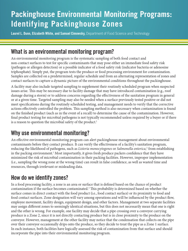 Environmental Monitoring in Packinghouses | PDF | Environmental ...