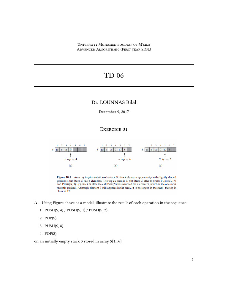 Stack and Queue Operations Exercises | PDF