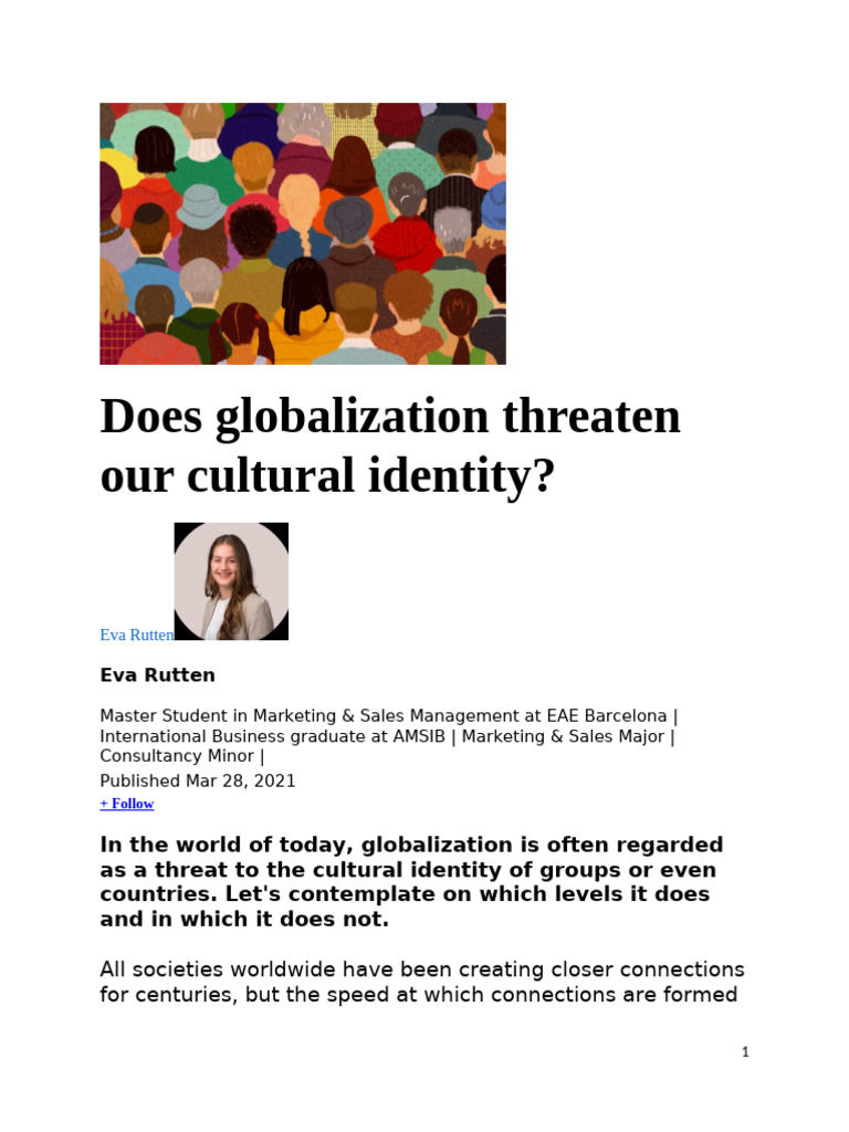 Does Globalization Threaten Our Cultural Identity 1 Pdf