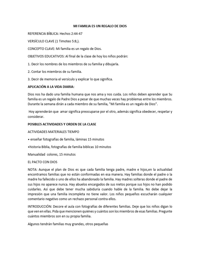 La Familia: Un Regalo de Dios | PDF