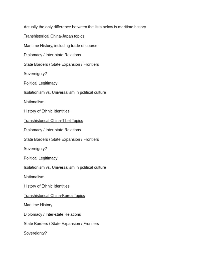 Transhistorical East Asia Relations | PDF
