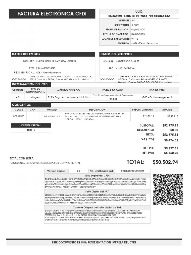 Factura Electrónica CFDI de Servicios | PDF | Tecnología financiera ...