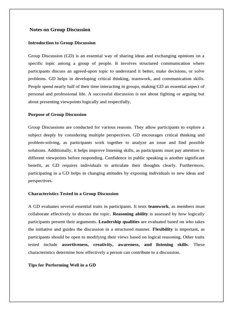 Essential Skills for Group Discussion | PDF | Critical Thinking | Thought