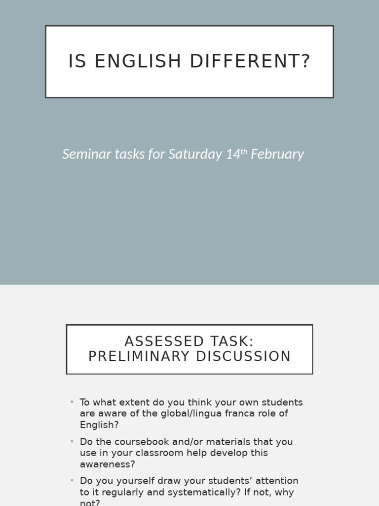 2 - Is English Different (Seminar Tasks) | PDF