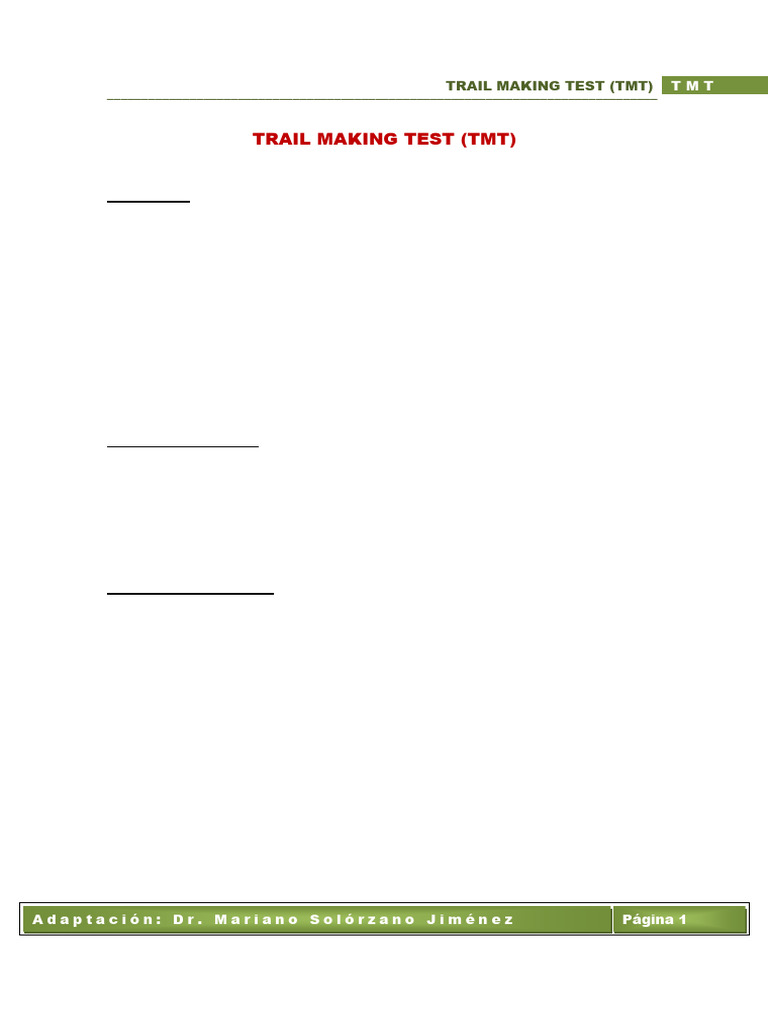 Evaluación del Trail Making Test (TMT) | PDF | Neurociencia | Cerebro