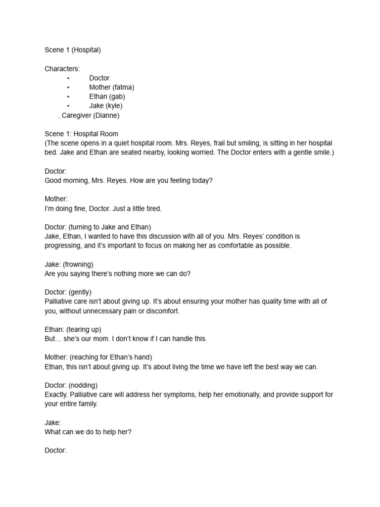 Palliative Care Family Drama Script | PDF