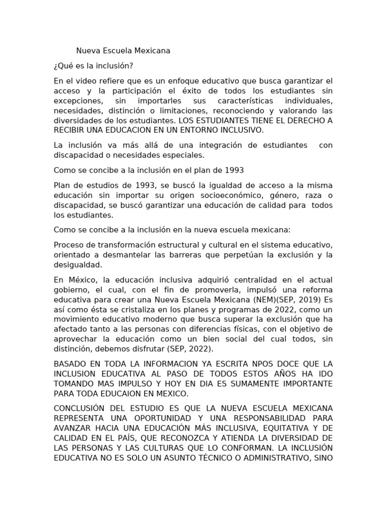 Nueva Escuela Mexicana Pdf