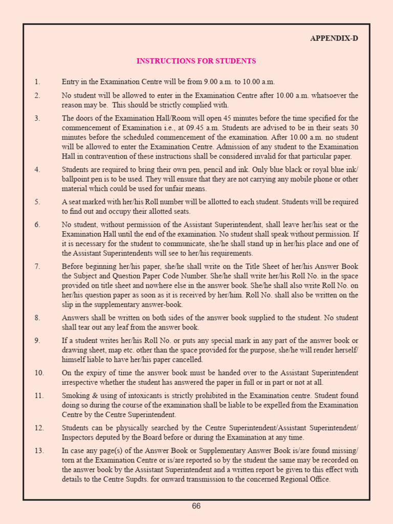 Instructions To The Students | PDF | Justice | Crime & Violence