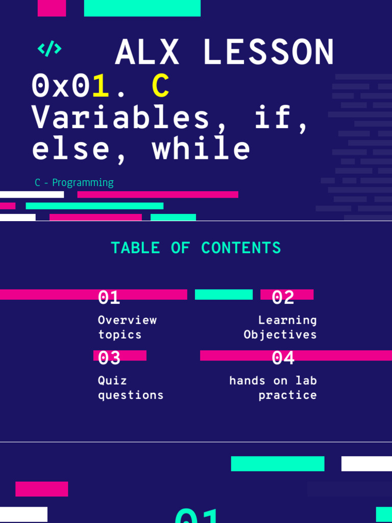 0x01 C - Variables, If, Else, While | PDF | Boolean Data Type | Integer ...