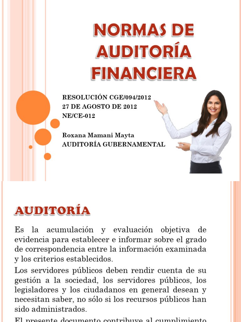 Normas de Auditoría Financiera 2012 | PDF | Auditoría | Contralor