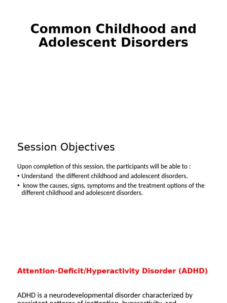 Common Childhood and Adolescent Disorders | PDF | Obsessive–Compulsive ...