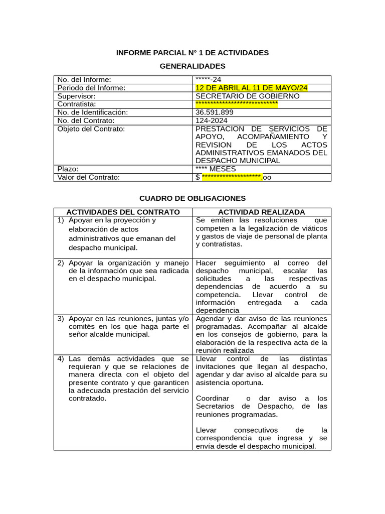 INFORME DE ACTIVIDADES Contratación | PDF | Gobierno