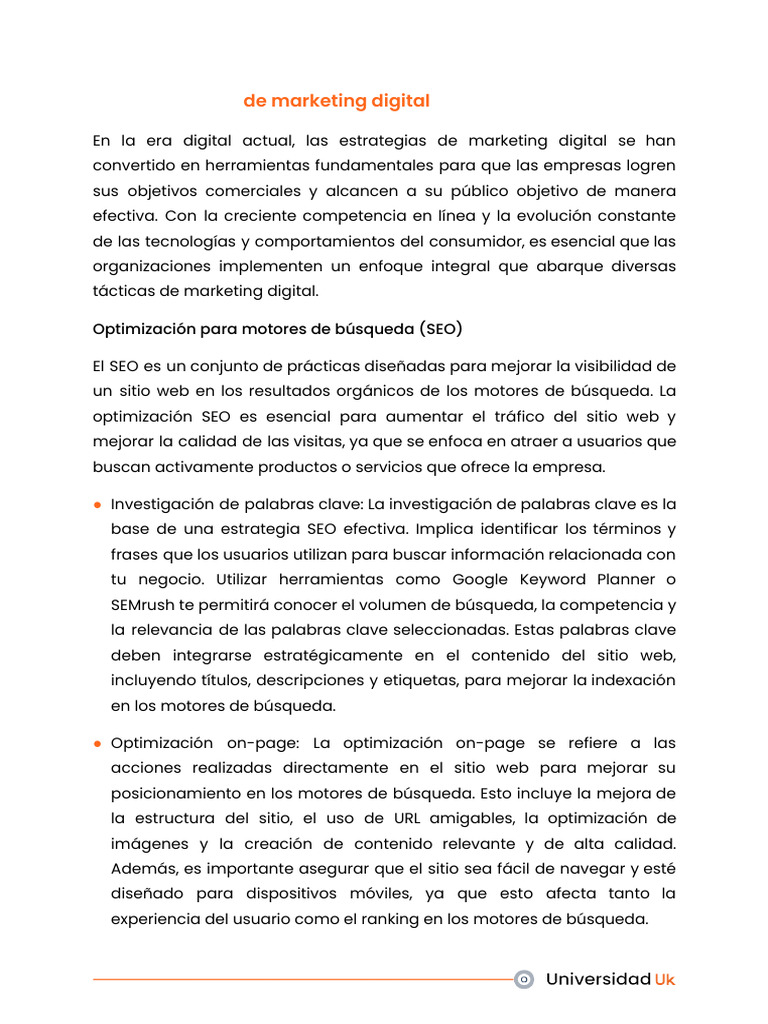 Estrategias de Marketing Digital Efectivas | PDF | Posicionamiento en ...
