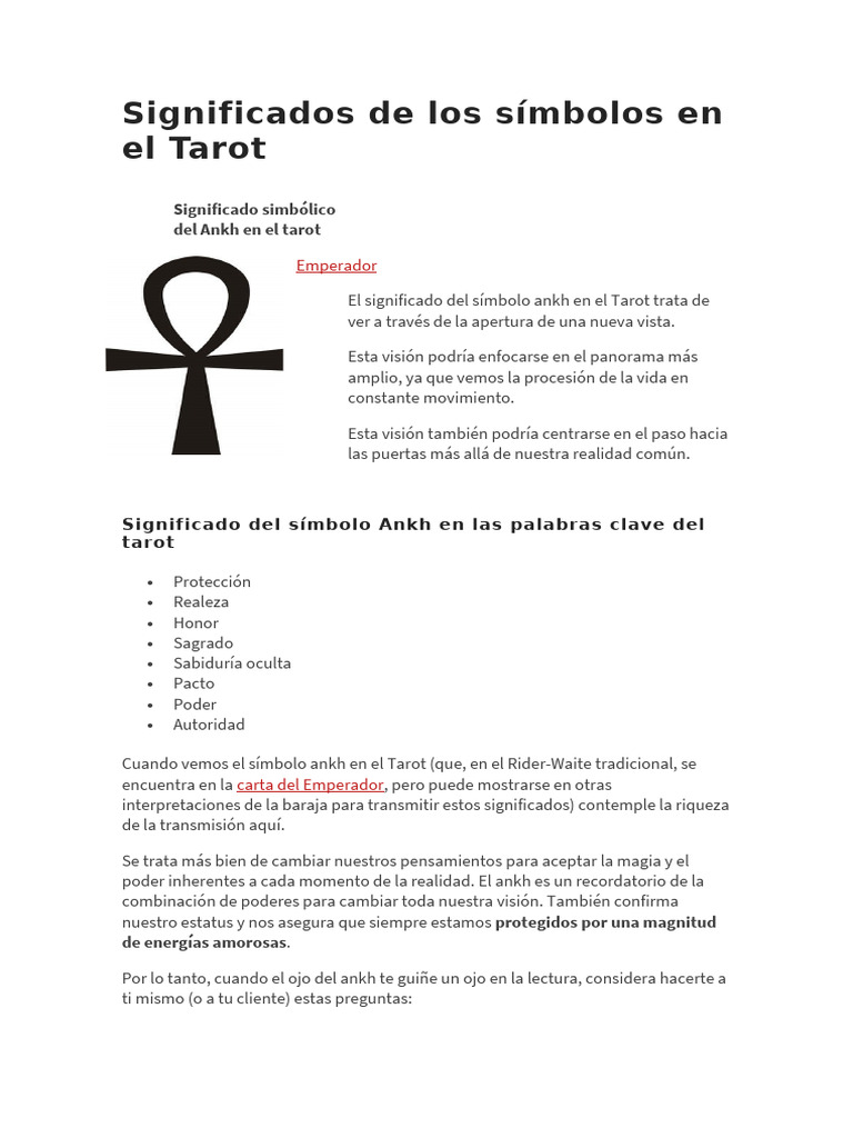 Significados de símbolos en el Tarot | PDF | Tarot | Amor