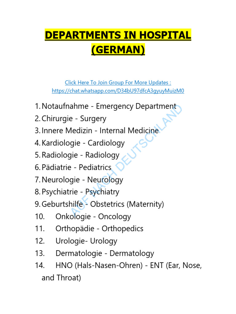Hospital Departments Overview | PDF