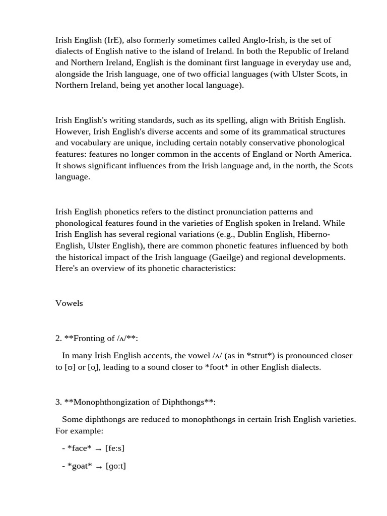 Understanding Irish English Dialects | PDF | English Language | Irish ...