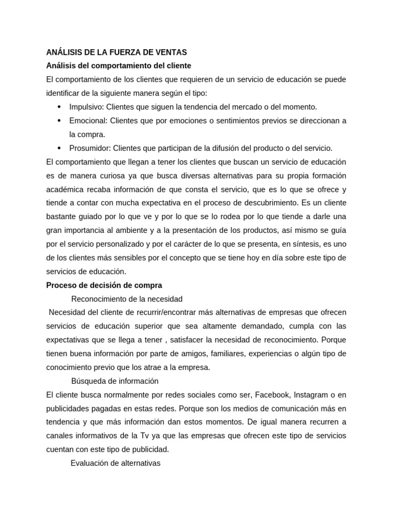 Análisis del Comportamiento del Cliente en Educación | PDF ...
