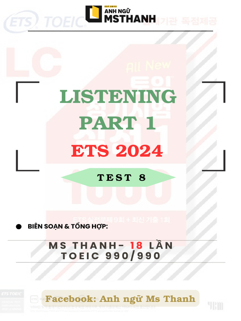 TOEIC 2024 Test 8 Listening Exercises | PDF